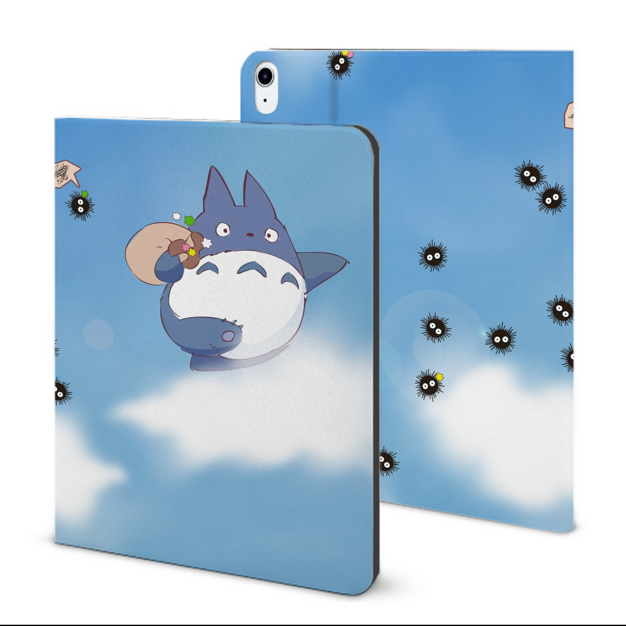 （画像用） となりのトトロ 草壁メイ 草壁サツキ My Neighbor Totoro Satsuki Kusakabe Mei Kusakabe IPad ケース ブック型 PUレザー TPU 耐衝撃 軽量 薄型 ペン収納なし 全面保護 IPad 各モデル対応